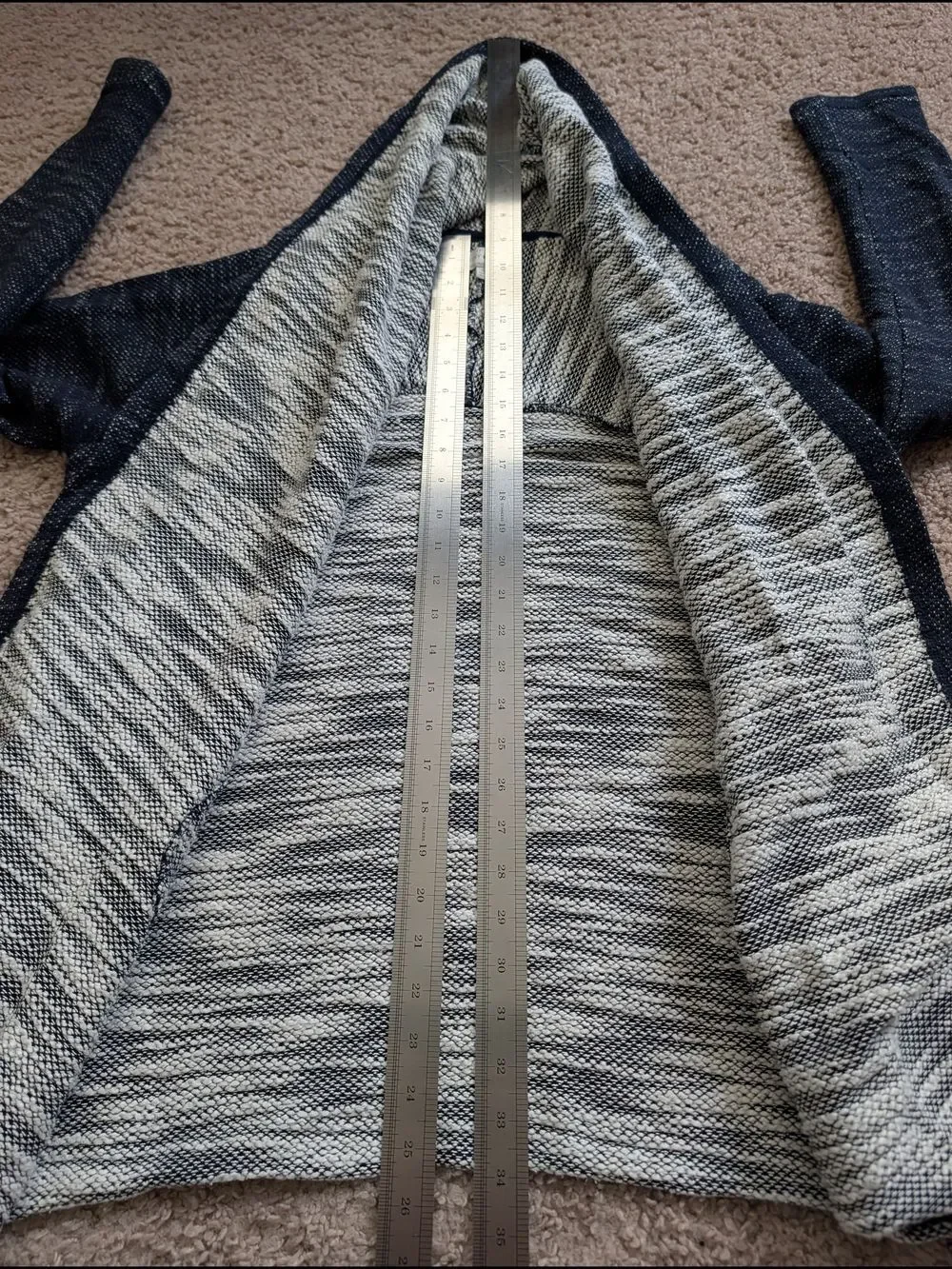 Lucky Brand Womens Navy Blue Heather Gray Open Front Shawl Collar Cardigan Small